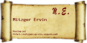 Mitzger Ervin névjegykártya